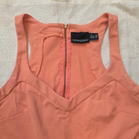 Cynthia Rowley Coral Fit And Flare Summer Dress Sz M Back Zip, Stretch - Picture 2 of 3